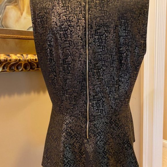 ALFANI WOMEN'S 2X NYE OR DRESSY GOLD AND BLACK TOP w/PEPLUM - Picture 2 of 8